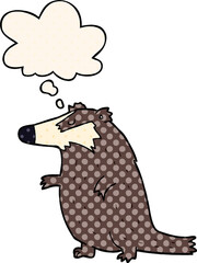 Obraz premium cartoon badger and thought bubble in comic book style