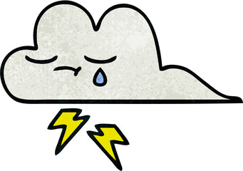 retro grunge texture cartoon thunder cloud