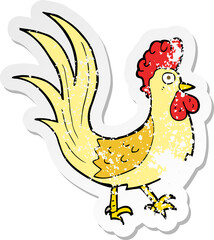 retro distressed sticker of a cartoon cockerel