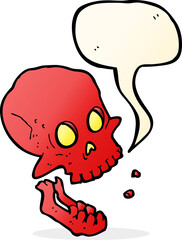 cartoon laughing skull with speech bubble