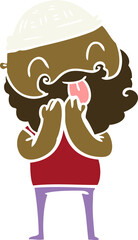 man with beard sticking out tongue