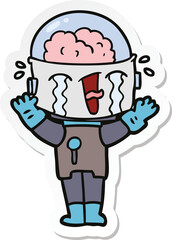 sticker of a cartoon crying robot