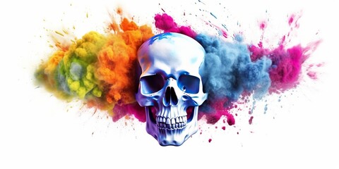 minimalistic design Skull Happy Holy colorful background
