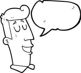 speech bubble cartoon grinning man