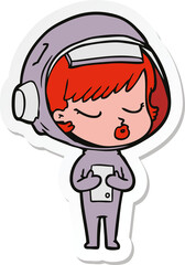 sticker of a cartoon pretty astronaut girl