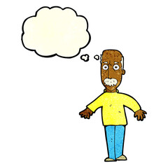 cartoon annoyed old man with thought bubble
