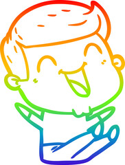 rainbow gradient line drawing cartoon man laughing