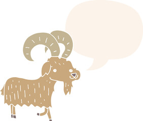 cartoon goat and speech bubble in retro style