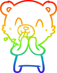 rainbow gradient line drawing rude cartoon bear