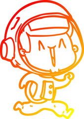 warm gradient line drawing happy cartoon astronaut