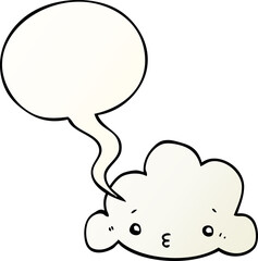 cartoon cloud and speech bubble in smooth gradient style