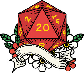 natural twenty D20 dice roll illustration