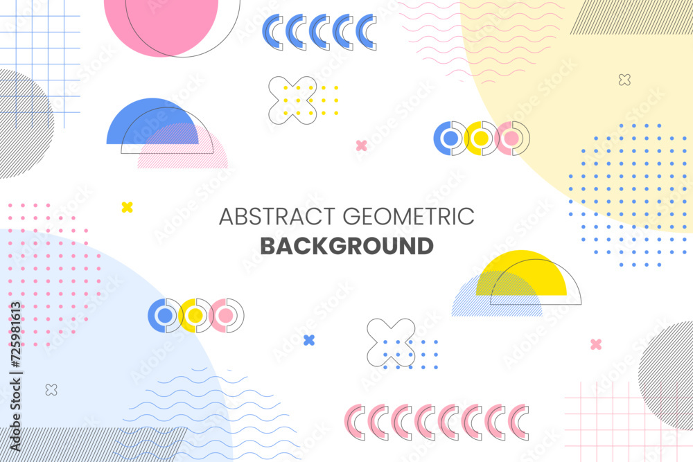 Poster abstract minimal background with memphis geometry style