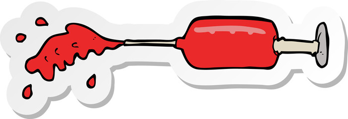 sticker of a cartoon squirting medical needle