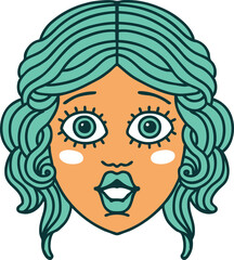 tattoo style icon of female face