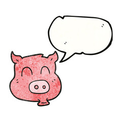 speech bubble textured cartoon pig
