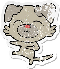distressed sticker of a cartoon dog kicking
