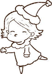 Christmas Woman Charcoal Drawing