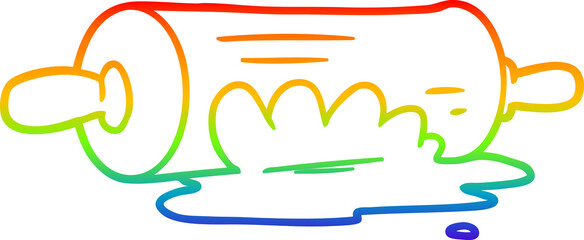 rainbow gradient line drawing cartoon rolling pin