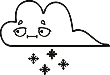 line drawing cartoon storm snow cloud