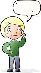 cartoon boy with idea with speech bubble