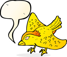 cartoon garden bird with speech bubble