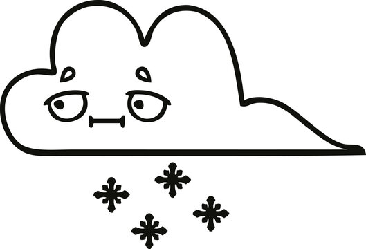 recommend clip art: line drawing cartoon storm snow cloud