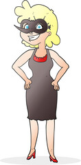 cartoon woman wearing mask