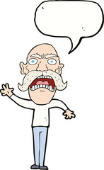 cartoon angry old man with speech bubble