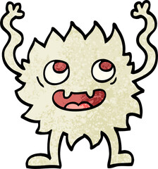 Obraz premium grunge textured illustration cartoon funny furry monster