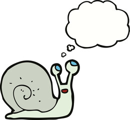 cartoon snail with thought bubble