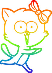 rainbow gradient line drawing cartoon cat