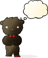 cartoon little black bear with thought bubble