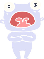 flat color style cartoon weird alien communicating