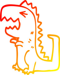 warm gradient line drawing cartoon roaring t rex