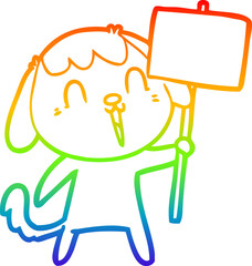 rainbow gradient line drawing cute cartoon dog