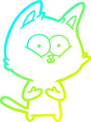 cold gradient line drawing cartoon cat
