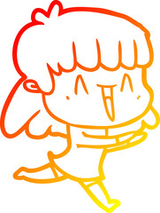 warm gradient line drawing cartoon woman