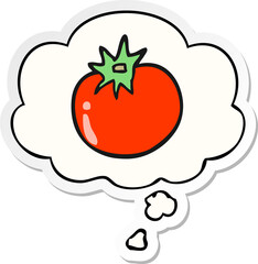 cartoon tomato and thought bubble as a printed sticker
