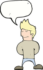 cartoon happy man with speech bubble