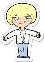 sticker of a cartoon smug boy