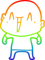 rainbow gradient line drawing happy cartoon bald man
