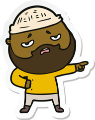sticker of a cartoon worried man with beard