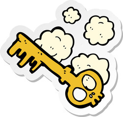 sticker of a cartoon spooky key