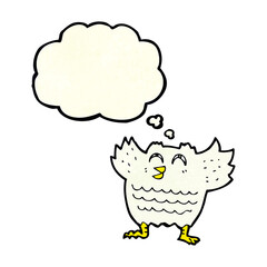 cartoon black bird with thought bubble