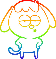 rainbow gradient line drawing cartoon bored dog