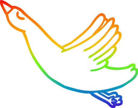 recommend clip art: rainbow gradient line drawing cartoon flying duck