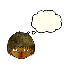 cartoon girl staring with thought bubble