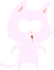 funny flat color style cartoon cat