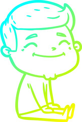 cold gradient line drawing happy cartoon man